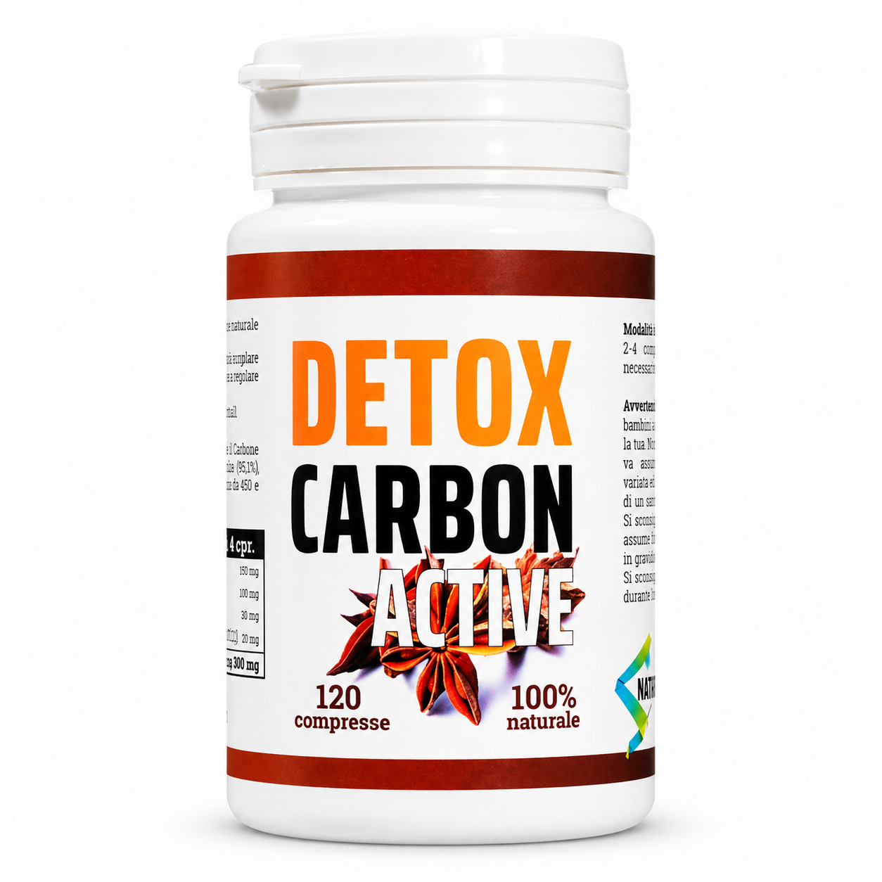 DETOX Carbon Active 120 con Fermenti Lattici Lactobacillus